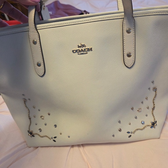 Coach Cream Tote with Embellishments - Picture 1 of 3